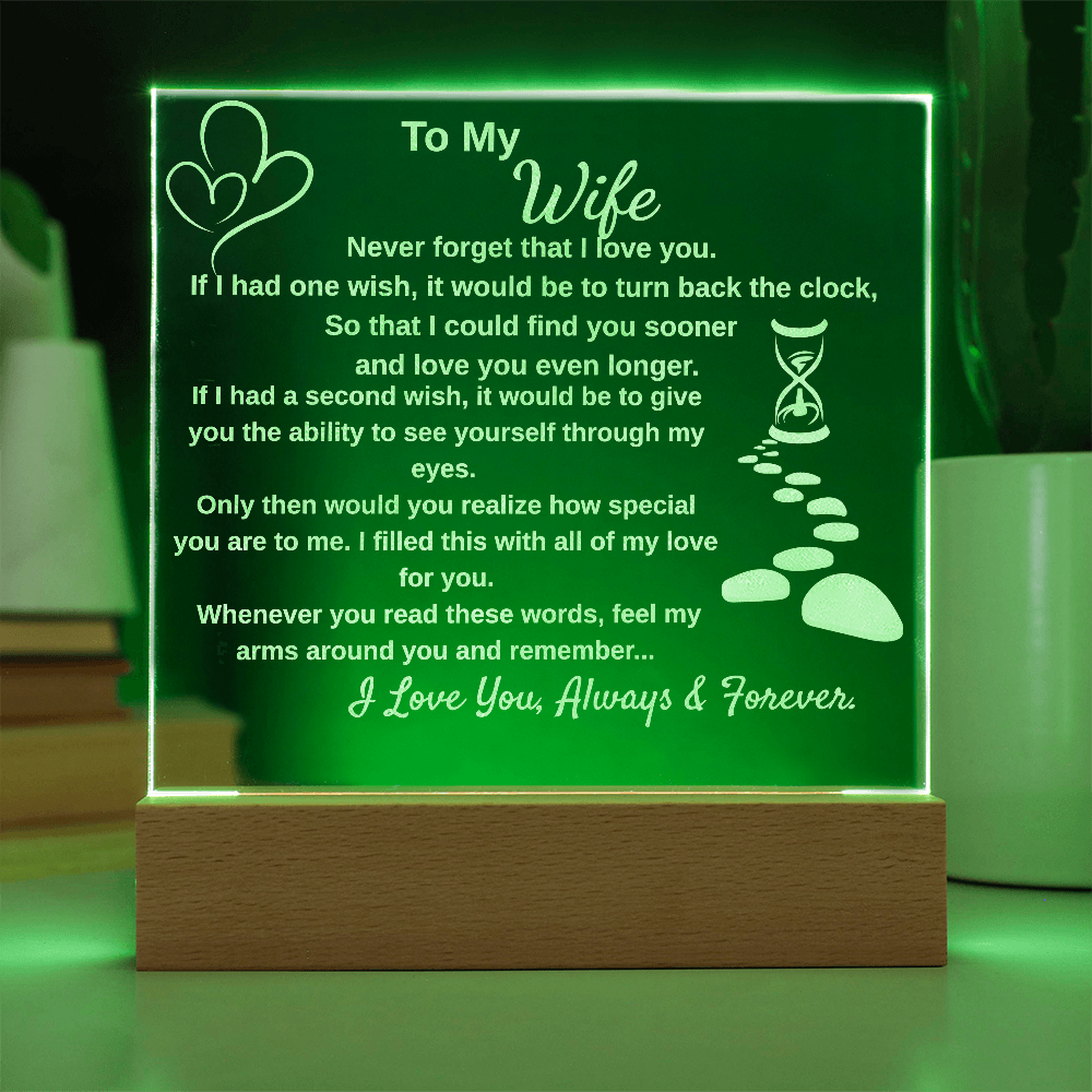 Para mi Esposa Nunca olvides que te Amo/ Acrílico Grabado con LED