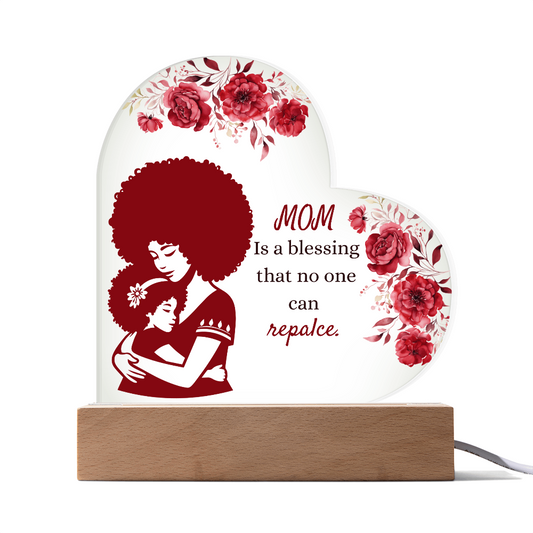 For Mom Design 3.0 / Printed Acrylic Heart Plaque w/LED
