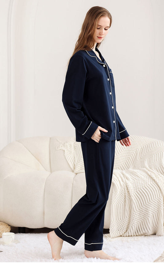 海军蓝 RONGTAI/棉质女士睡衣套装