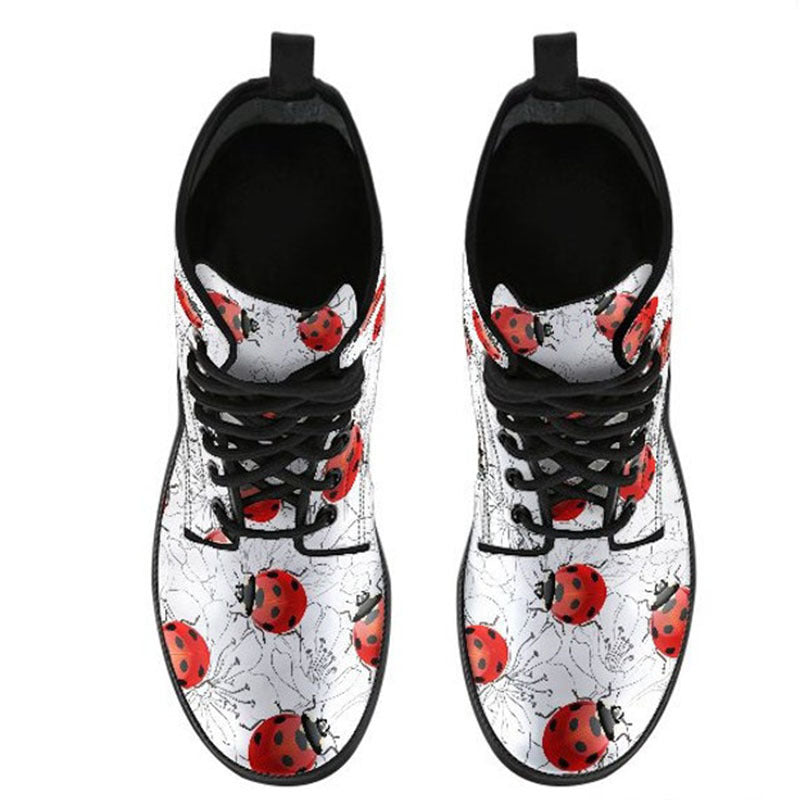 Women's High Top/ Combat Boots Style/Ladybug Cute Cartoon/ British Work Clothes Boots