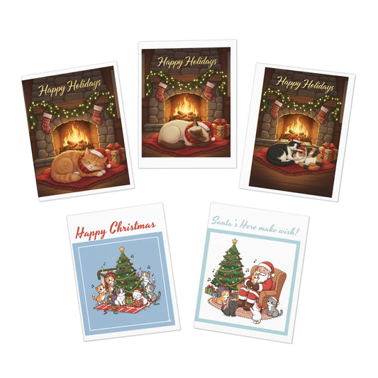 Christmas Greeting Card Set — 5-Pack Holiday Cards (Happy Holidays & Santa Designs)