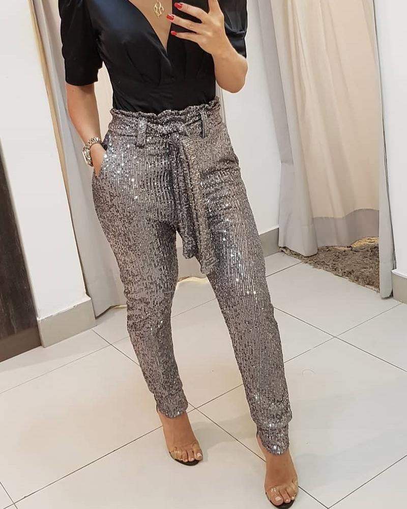 Women's pants pencil style pants/w Sash Belt