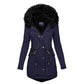 Women's Plush Hooded Parkas/ Thick Zip-up Jackets/ Solid Buckle Pockets Coat
