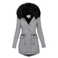Women's Plush Hooded Parkas/ Thick Zip-up Jackets/ Solid Buckle Pockets Coat