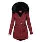 Women's Plush Hooded Parkas/ Thick Zip-up Jackets/ Solid Buckle Pockets Coat