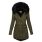 Women's Plush Hooded Parkas/ Thick Zip-up Jackets/ Solid Buckle Pockets Coat