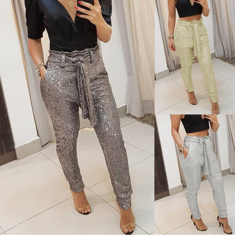 Women's pants pencil style pants/w Sash Belt
