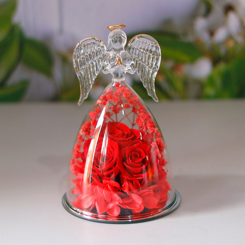 Flower Angel Glass/ Dried Rose Gift Box Home Decor