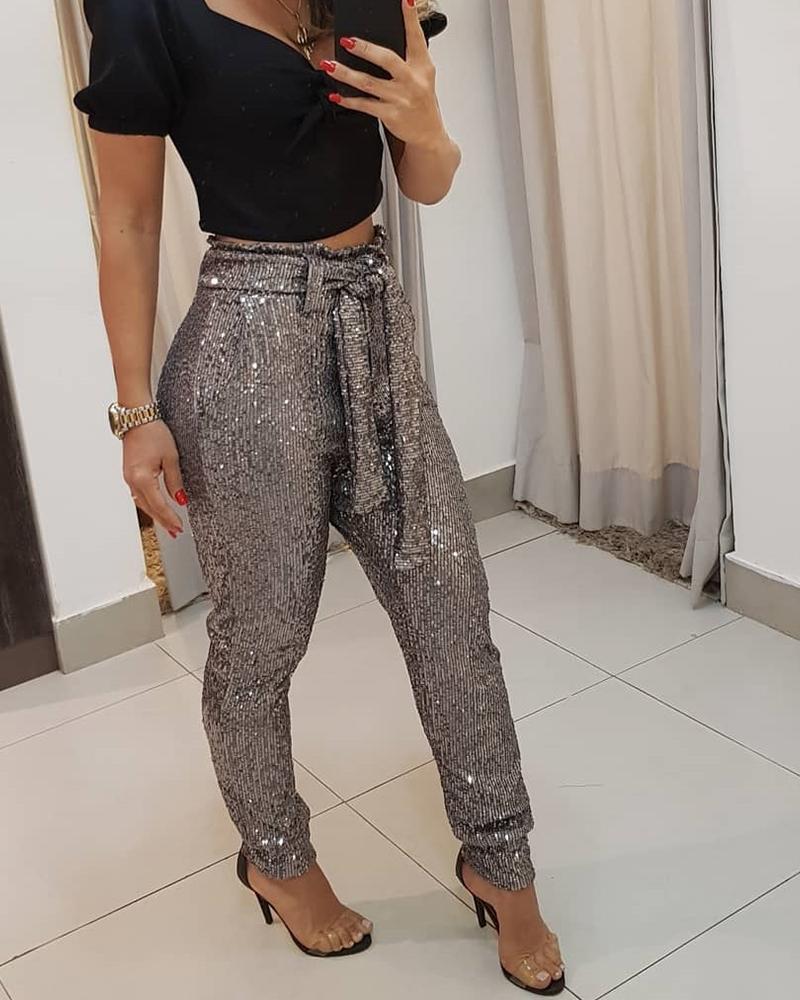 Women's pants pencil style pants/w Sash Belt