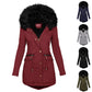 Women's Plush Hooded Parkas/ Thick Zip-up Jackets/ Solid Buckle Pockets Coat