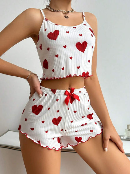 Heart Printing Tang Top and Shorts /Casual Houseware European And American Style Women Pajamas