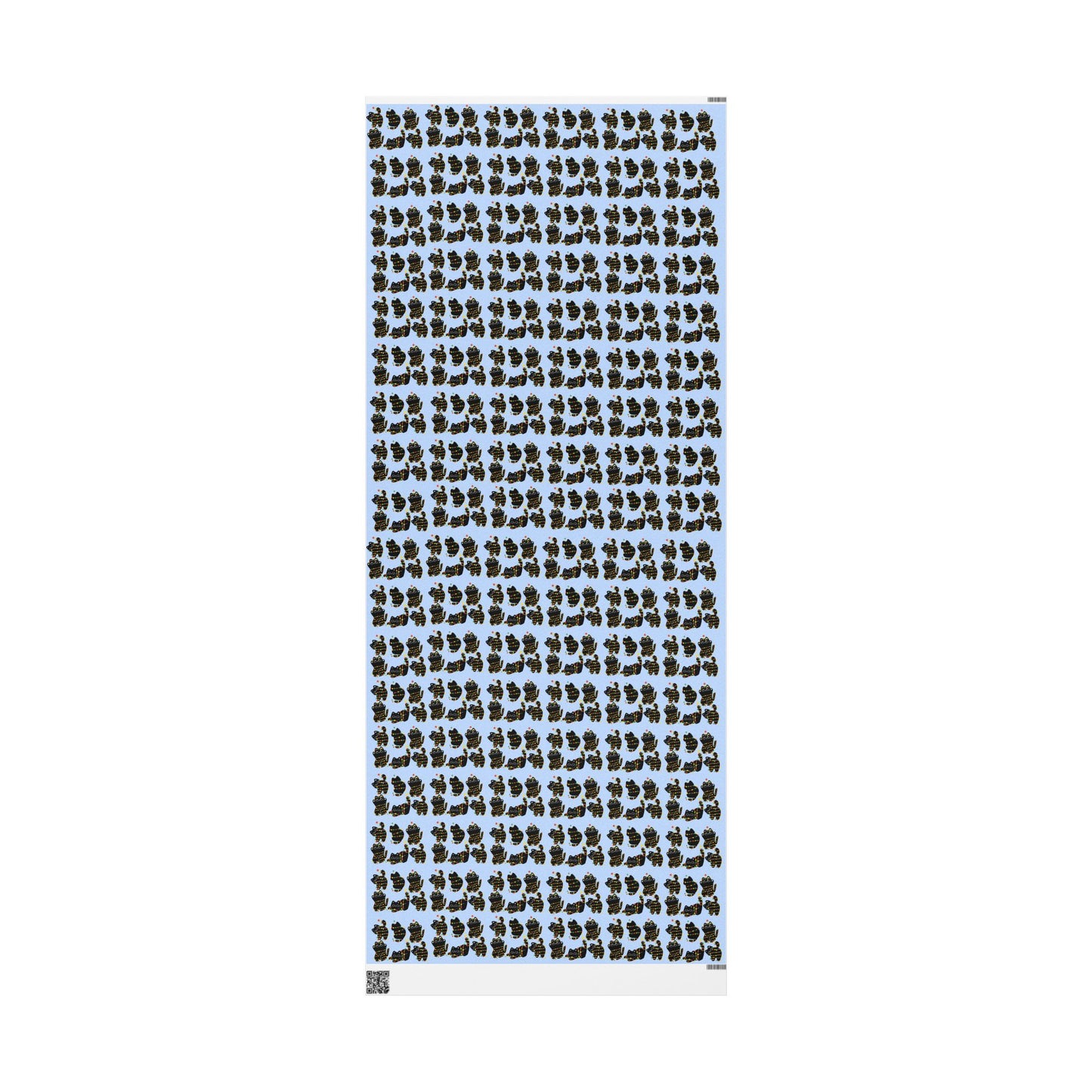 Naughty Kitten Pattern Wrapping Paper Roll – Festive Black Cats on Sky Blue (Gift Wrap)