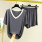 Fashion Color Contrast Pajamas for Women 2pcs set