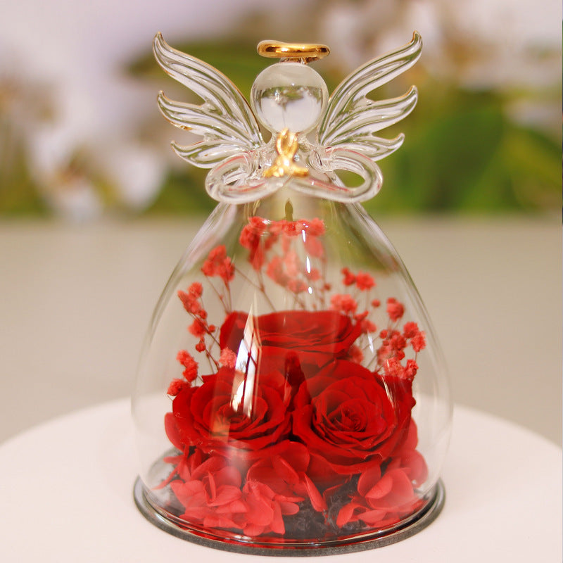 Flower Angel Glass/ Dried Rose Gift Box Home Decor