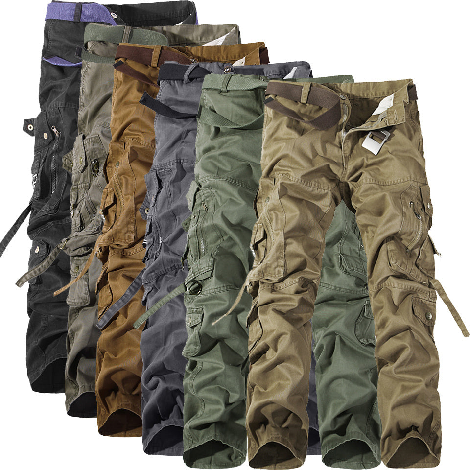 Pantalones cargo multibolsillos para hombre/Pantalones cargo lavados