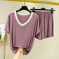 Fashion Color Contrast Pajamas for Women 2pcs set