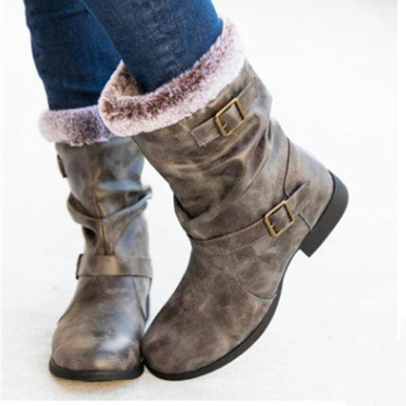 Botas de nieve para mujer, cálidas, para otoño e invierno, botas Martin americanas y moda europea.