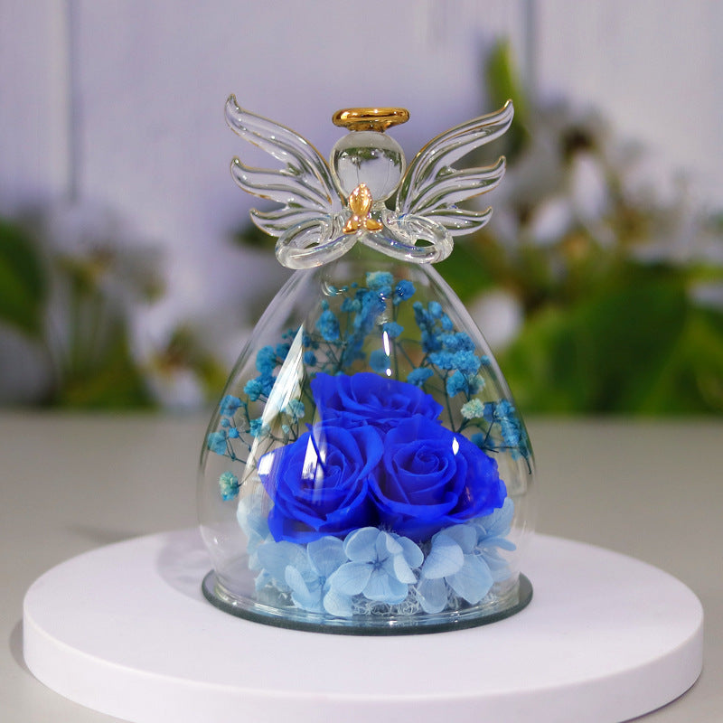 Flower Angel Glass/ Dried Rose Gift Box Home Decor