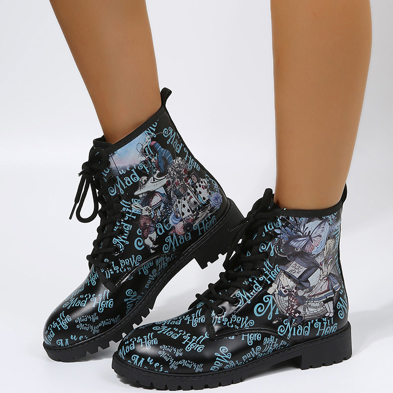 Botas Martin para mujer con estampado de moda de dibujos animados, estilo británico Ins