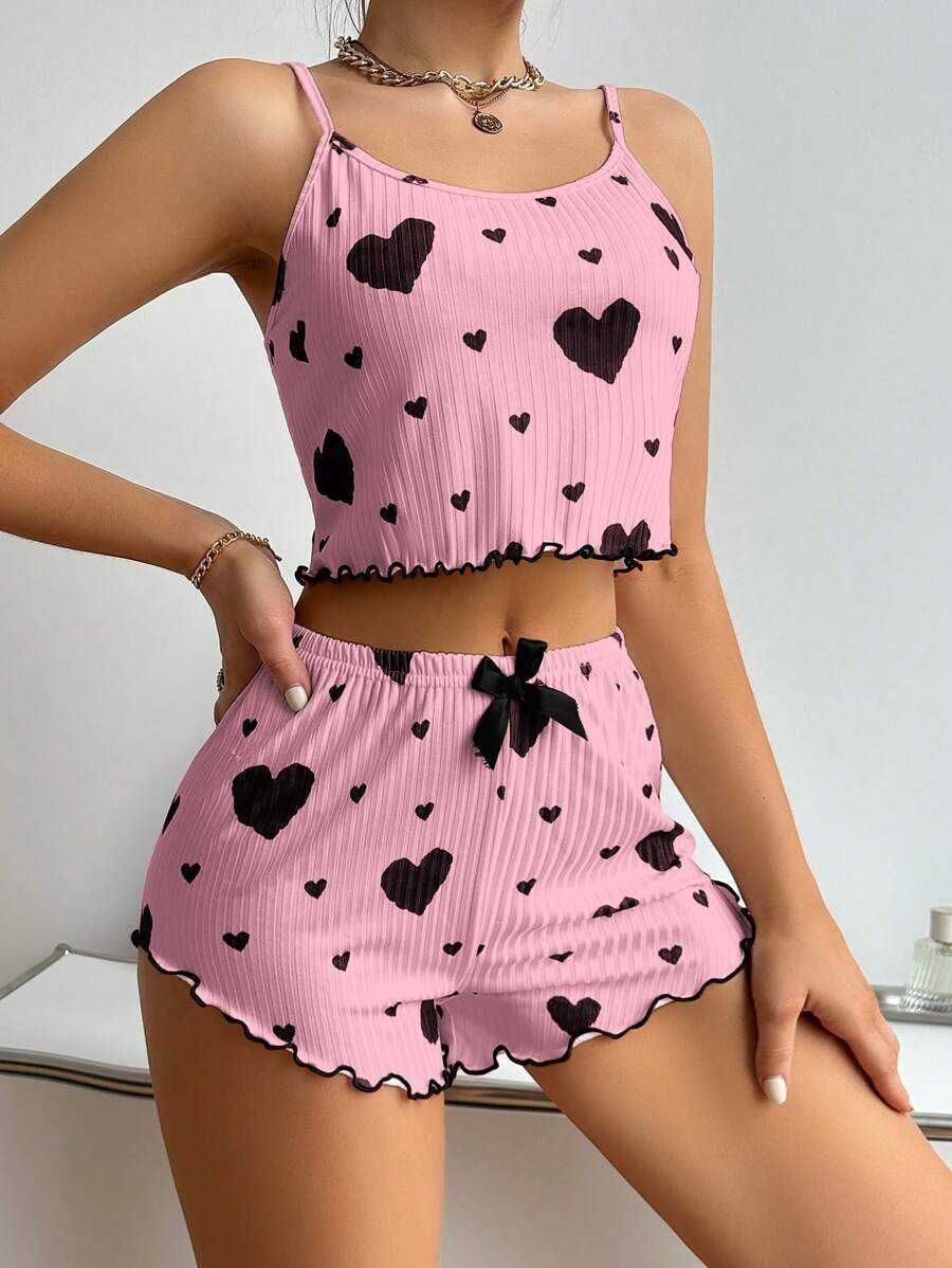 Heart Printing Tang Top and Shorts /Casual Houseware European And American Style Women Pajamas