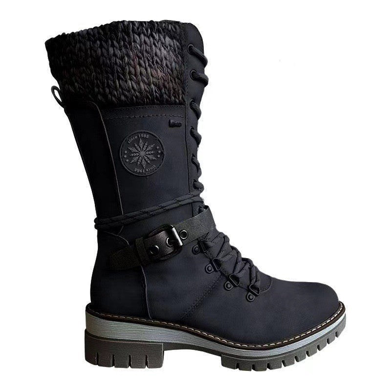 Nuevas botas de nieve americanas y botas de montar de estilo europeo para mujer de otoño e invierno
