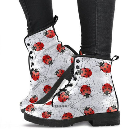 Women's High Top/ Combat Boots Style/Ladybug Cute Cartoon/ British Work Clothes Boots