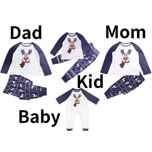 White & Navy/ Christmas Pajama Suit for Whole Family- Parent-child