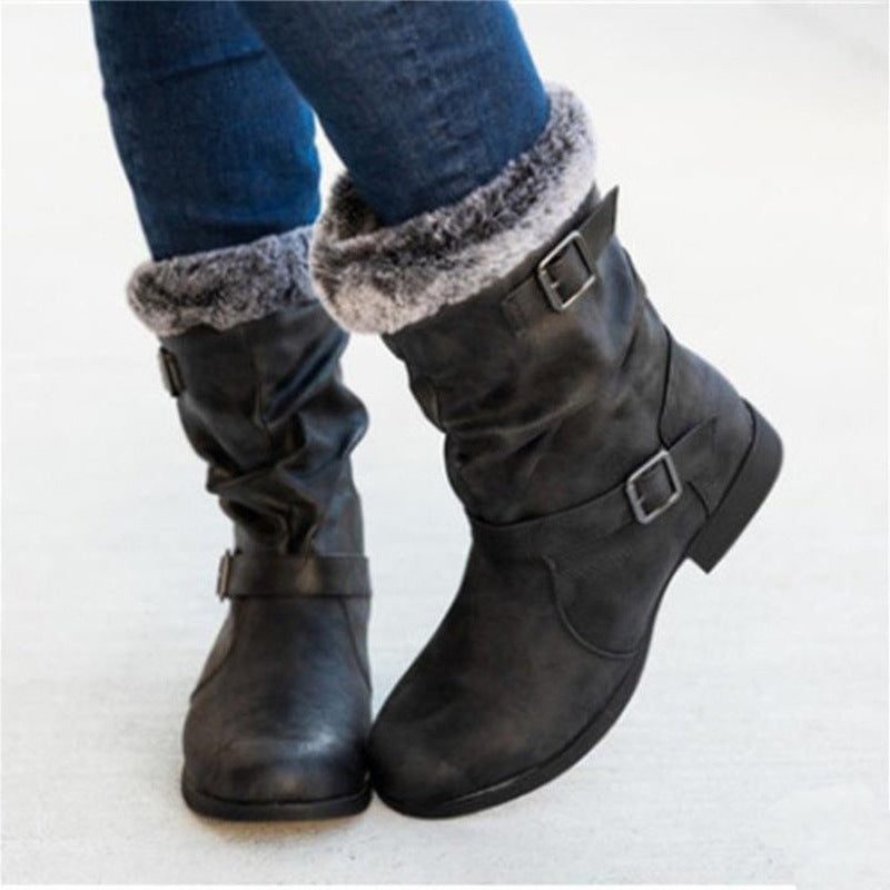 Botas de nieve para mujer, cálidas, para otoño e invierno, botas Martin americanas y moda europea.