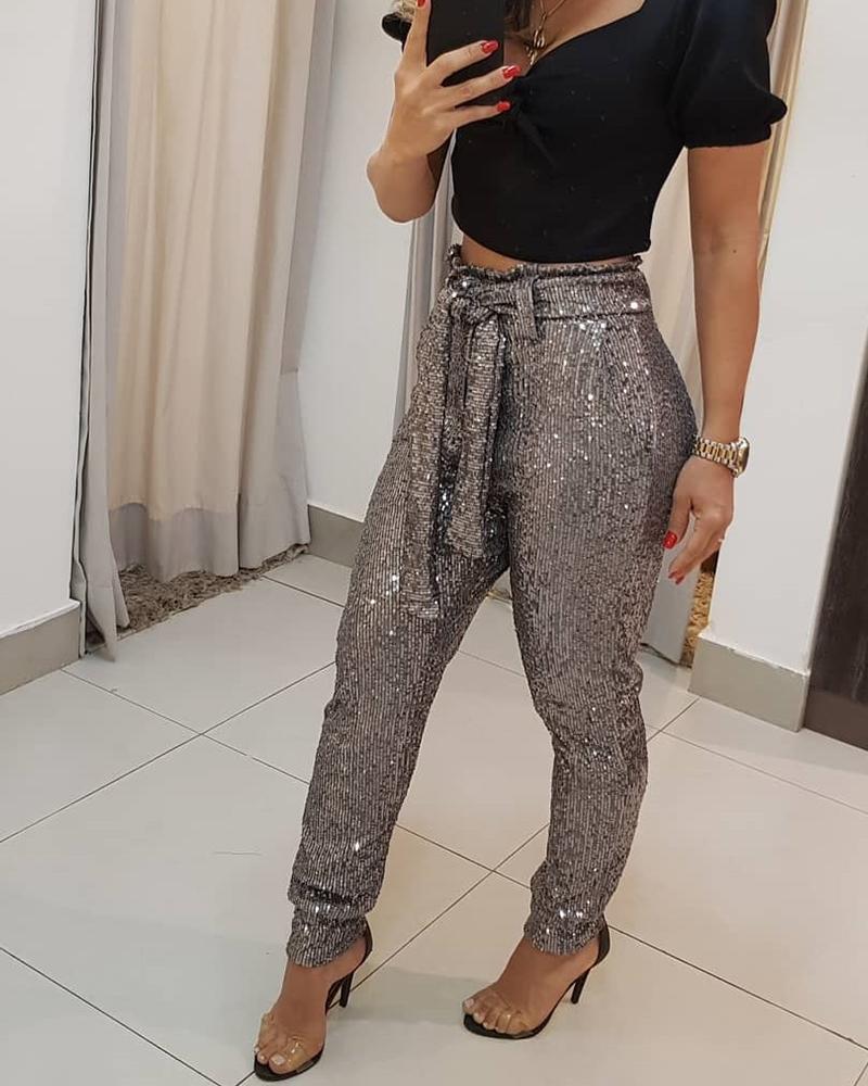 Women's pants pencil style pants/w Sash Belt