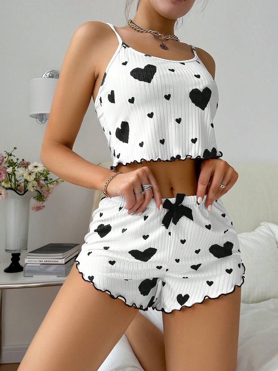 Heart Printing Tang Top and Shorts /Casual Houseware European And American Style Women Pajamas