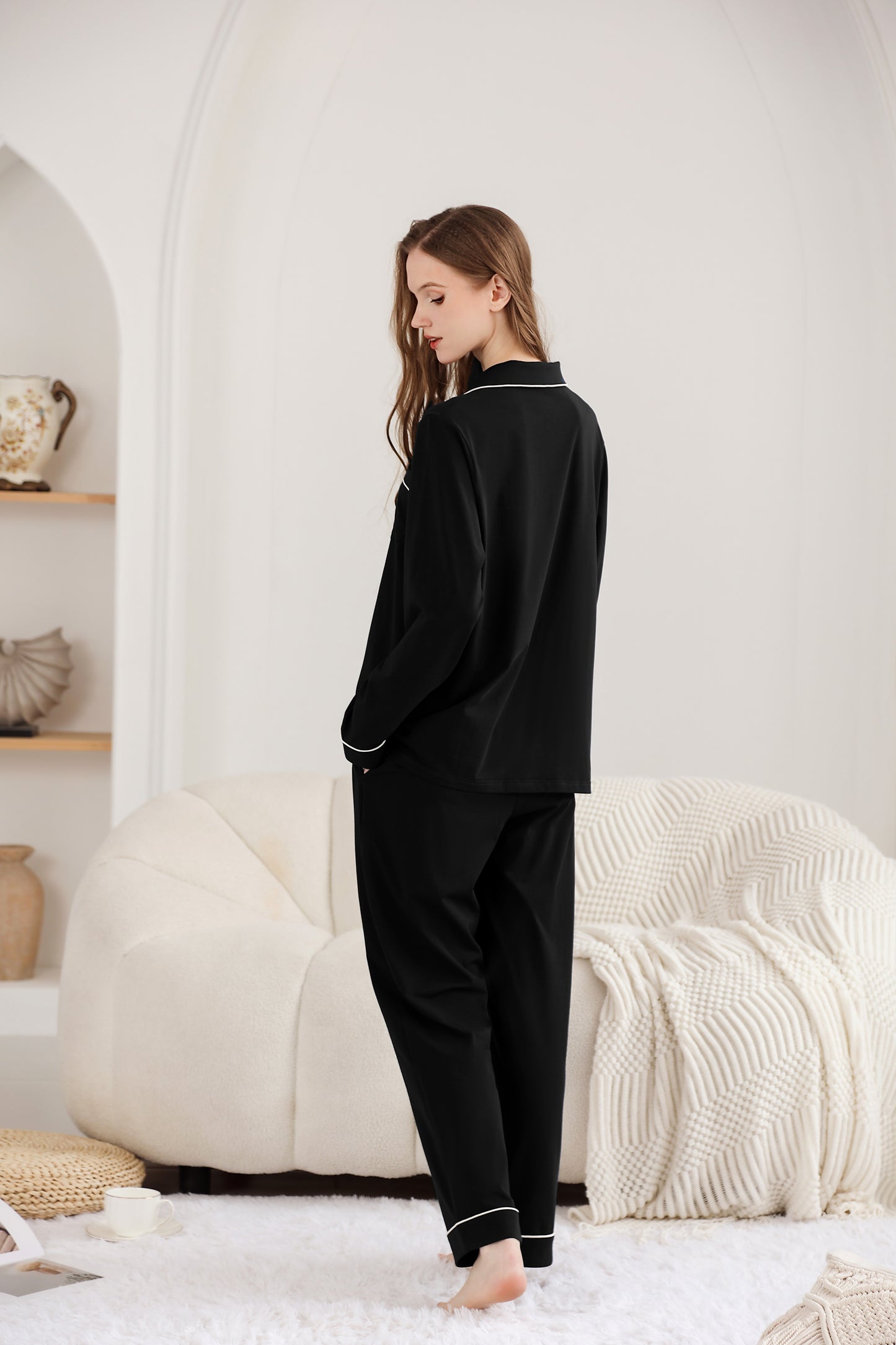 Conjuntos de pijama de algodón para mujer BLACK RONGTAI 