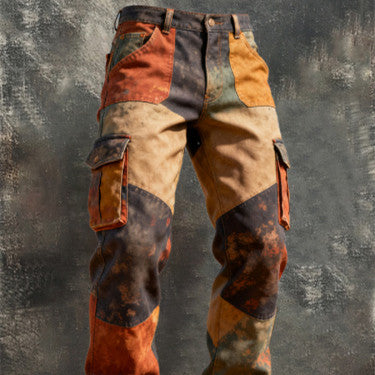 Men's Punk rock Pants Retro pants/ Patchwork Pants