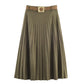 Fashionable Elegant Pleated Skirt with Belt