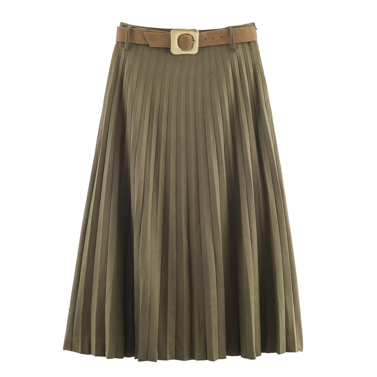 Fashionable Elegant Pleated Skirt with Belt