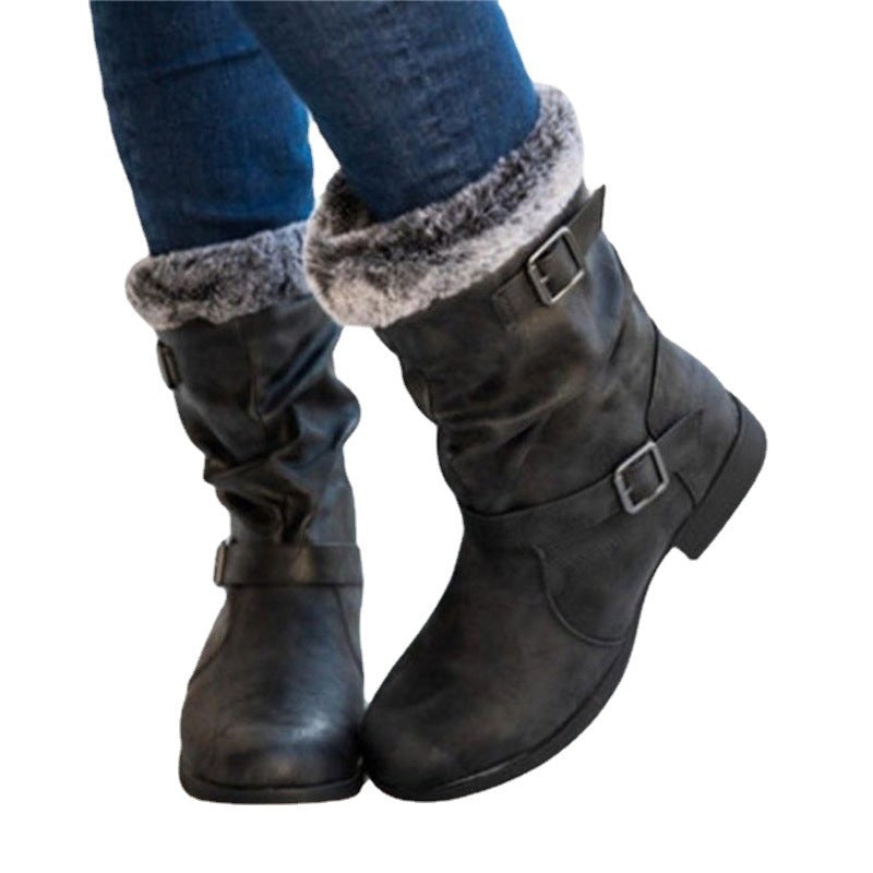 Botas de nieve para mujer, cálidas, para otoño e invierno, botas Martin americanas y moda europea.