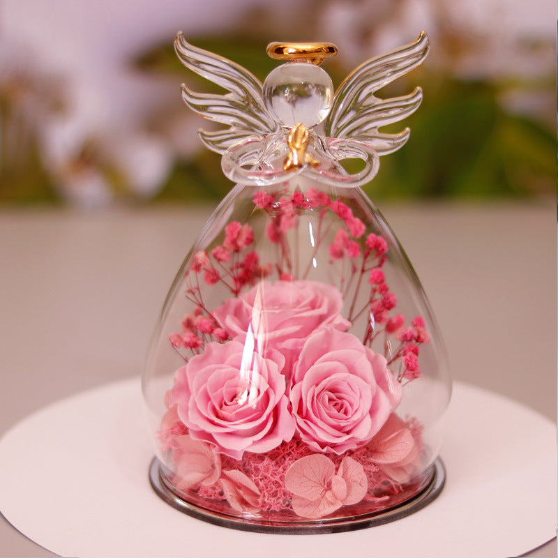 Flower Angel Glass/ Dried Rose Gift Box Home Decor