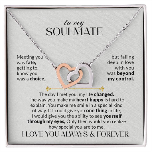 To My Soulmate | I Love You, Always & Forever - Interlocking Hearts necklace