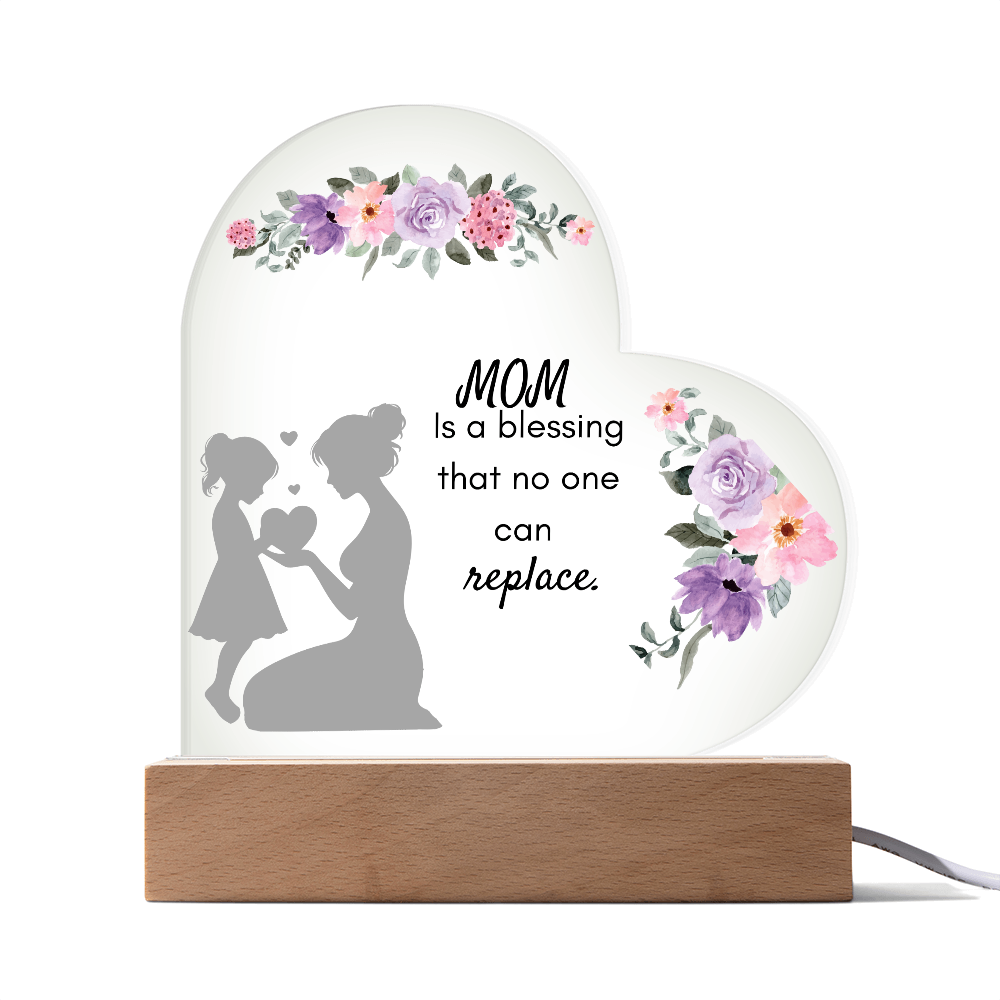 For Mom Design 1.0 / Printed Acrylic Heart Plaque w/ LED base