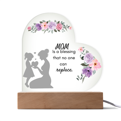 For Mom Design 1.0 / Printed Acrylic Heart Plaque w/ LED base