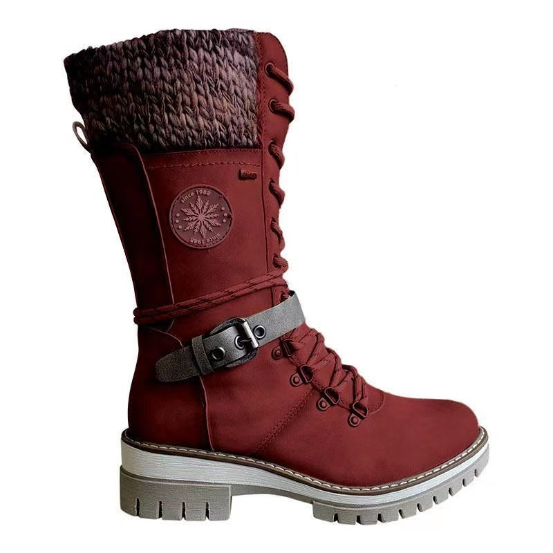 Nuevas botas de nieve americanas y botas de montar de estilo europeo para mujer de otoño e invierno