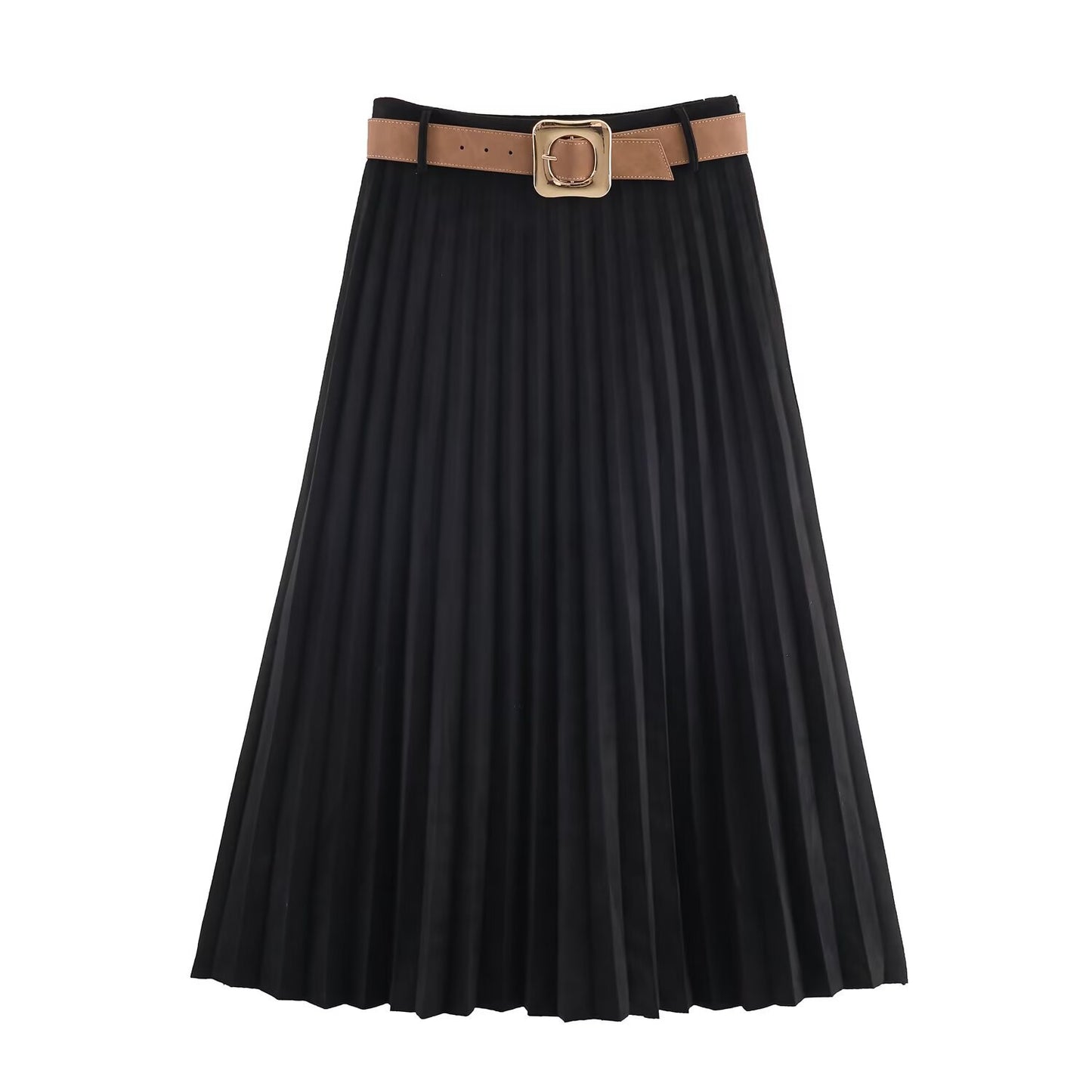 Fashionable Elegant Pleated Skirt with Belt