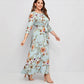 Women's V-neck Rose-Floral Dress plus size