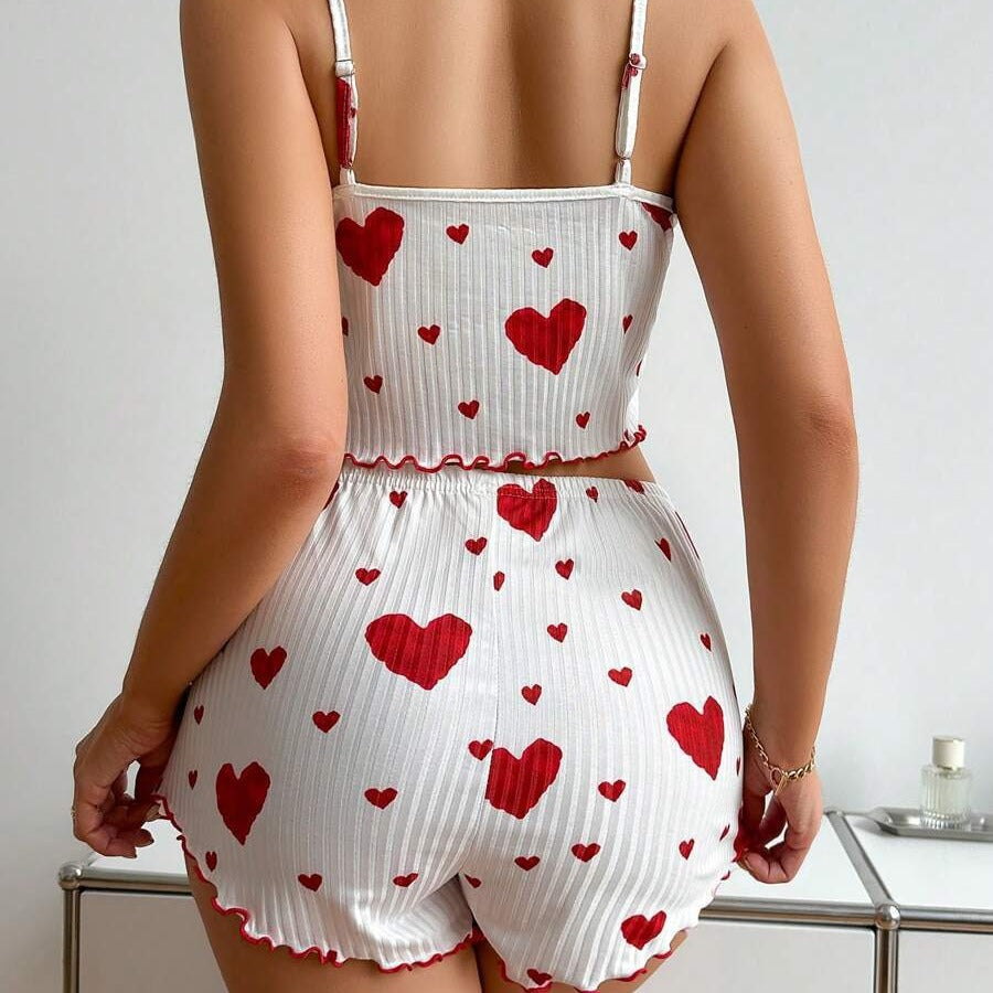 Heart Printing Tang Top and Shorts /Casual Houseware European And American Style Women Pajamas