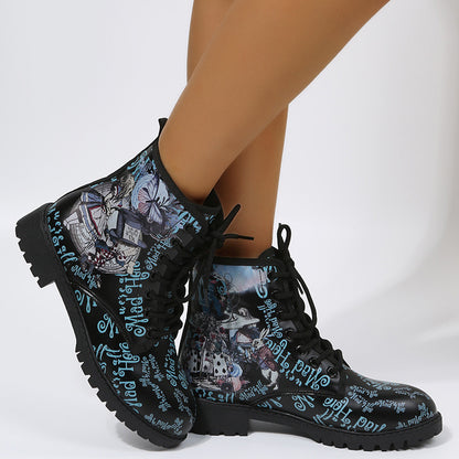 Botas Martin para mujer con estampado de moda de dibujos animados, estilo británico Ins