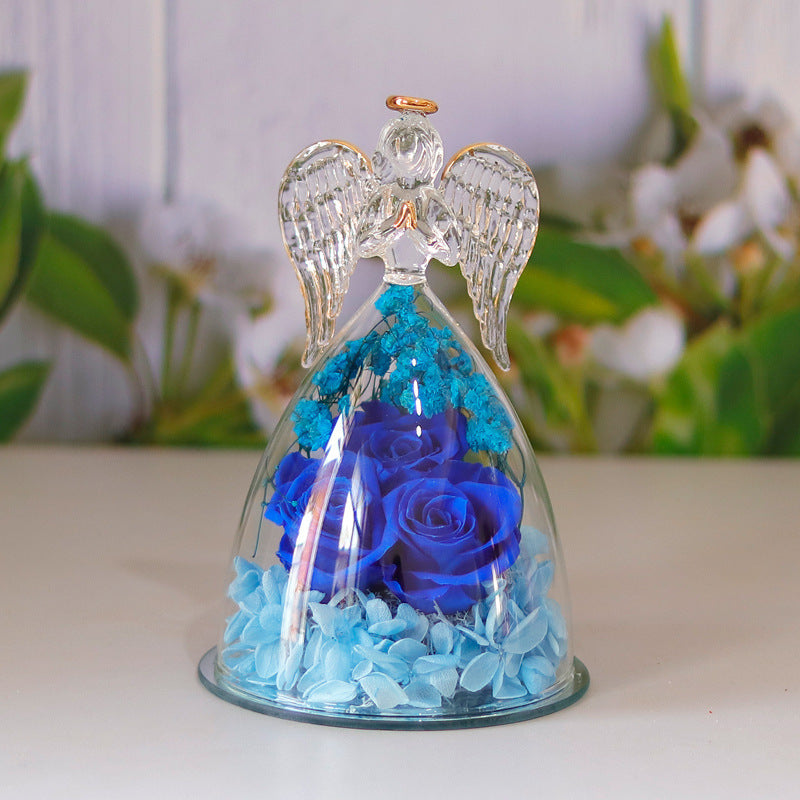 Flower Angel Glass/ Dried Rose Gift Box Home Decor