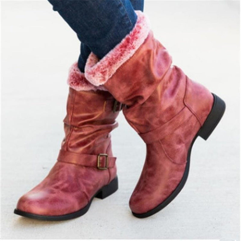 Botas de nieve para mujer, cálidas, para otoño e invierno, botas Martin americanas y moda europea.