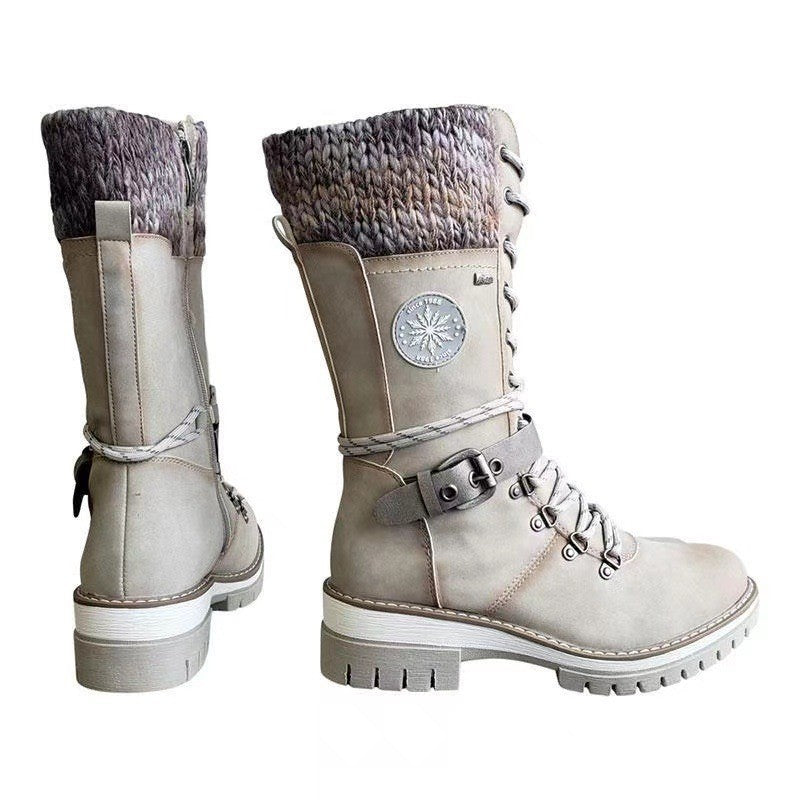 Nuevas botas de nieve americanas y botas de montar de estilo europeo para mujer de otoño e invierno