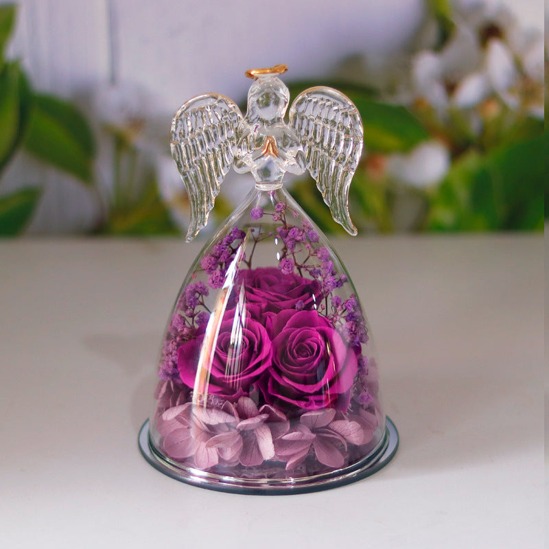 Flower Angel Glass/ Dried Rose Gift Box Home Decor