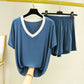 Fashion Color Contrast Pajamas for Women 2pcs set
