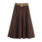 Fashionable Elegant Pleated Skirt with Belt